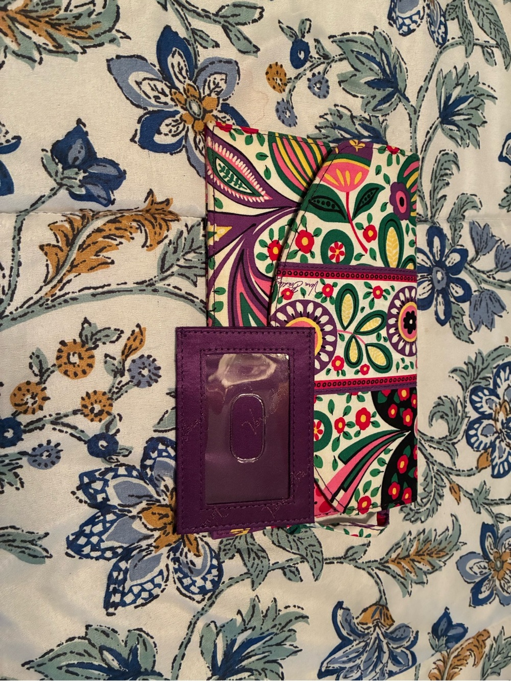 Vera Bradley Purple & Multicolor Floral Paisley Phone Card Wallet